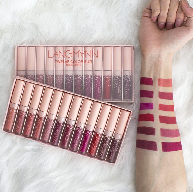 VELVET WATERPROOF LIPSTICK SET (12 PIECES COLLECTION)